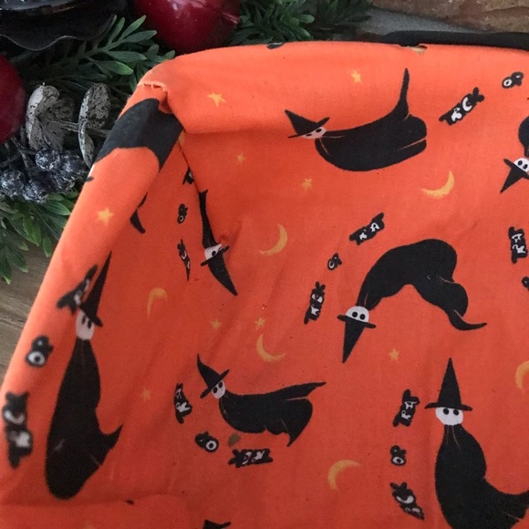 Rare Vintage Handmade Halloween Ghost Witch Lace design Wicker Candy Basket - Picture 7 of 8